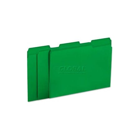 Universal Colored File Folders, 1/3 Cut One-Ply Tab, Letter, Green, 100/Box UNV10502***